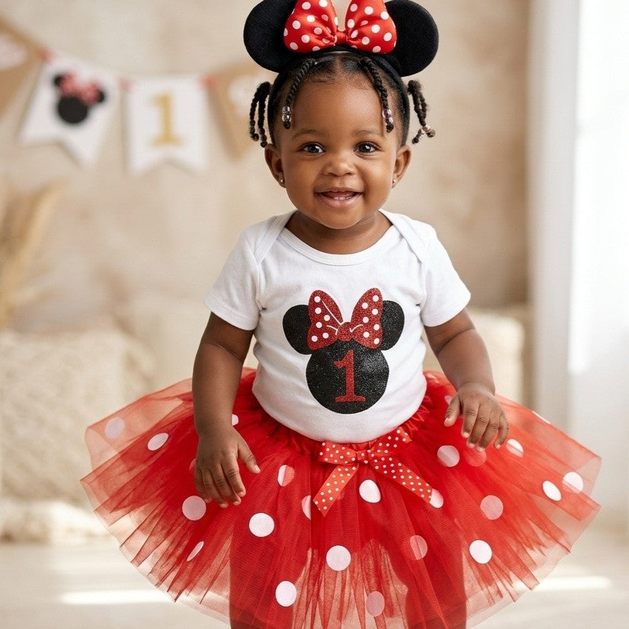 minnie 1st birthday dress Tutu – Angie's Baby Shop Rare London satin lace flower_girl This design is made Width:Medium - M