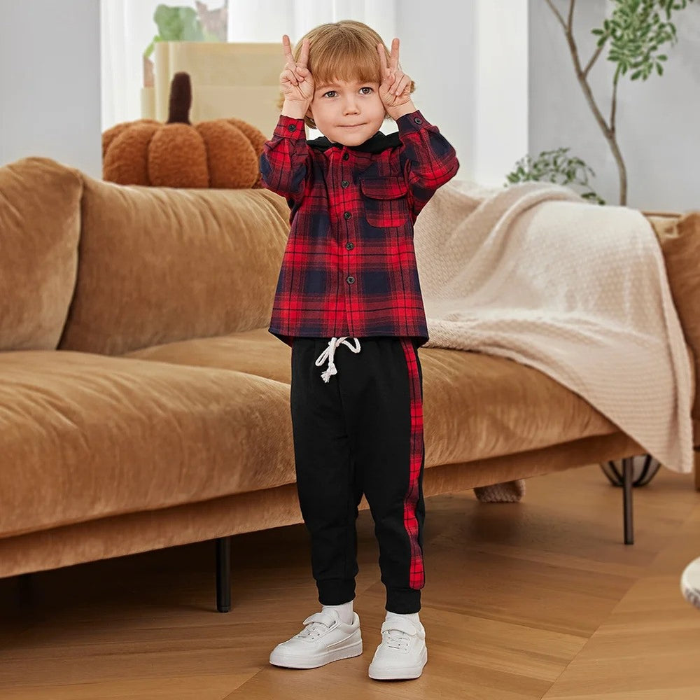 Plaid Hooded Set