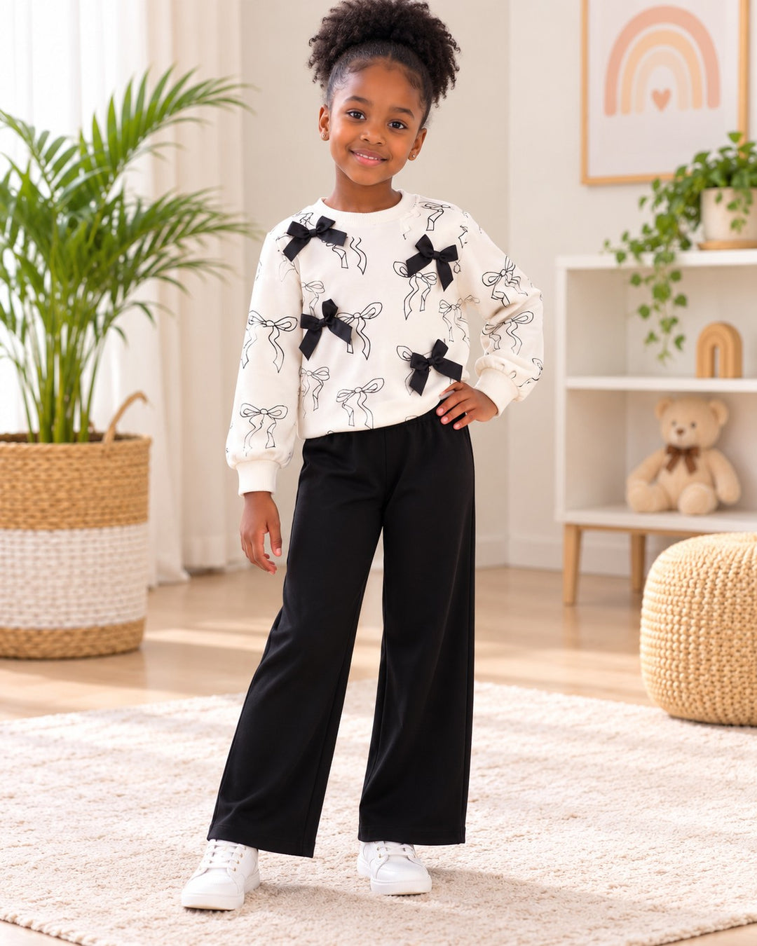 Girls Bow Print 2 Pieces Set