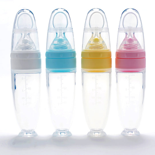Silicone baby food dispensing spoon