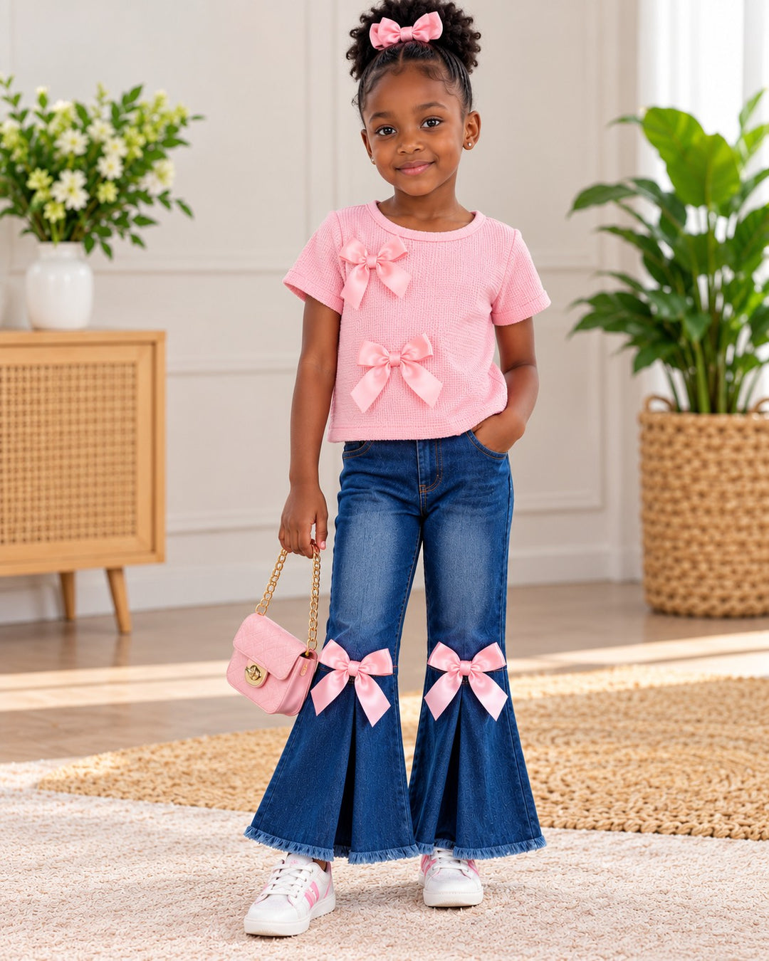 Pink Bow Girls Set
