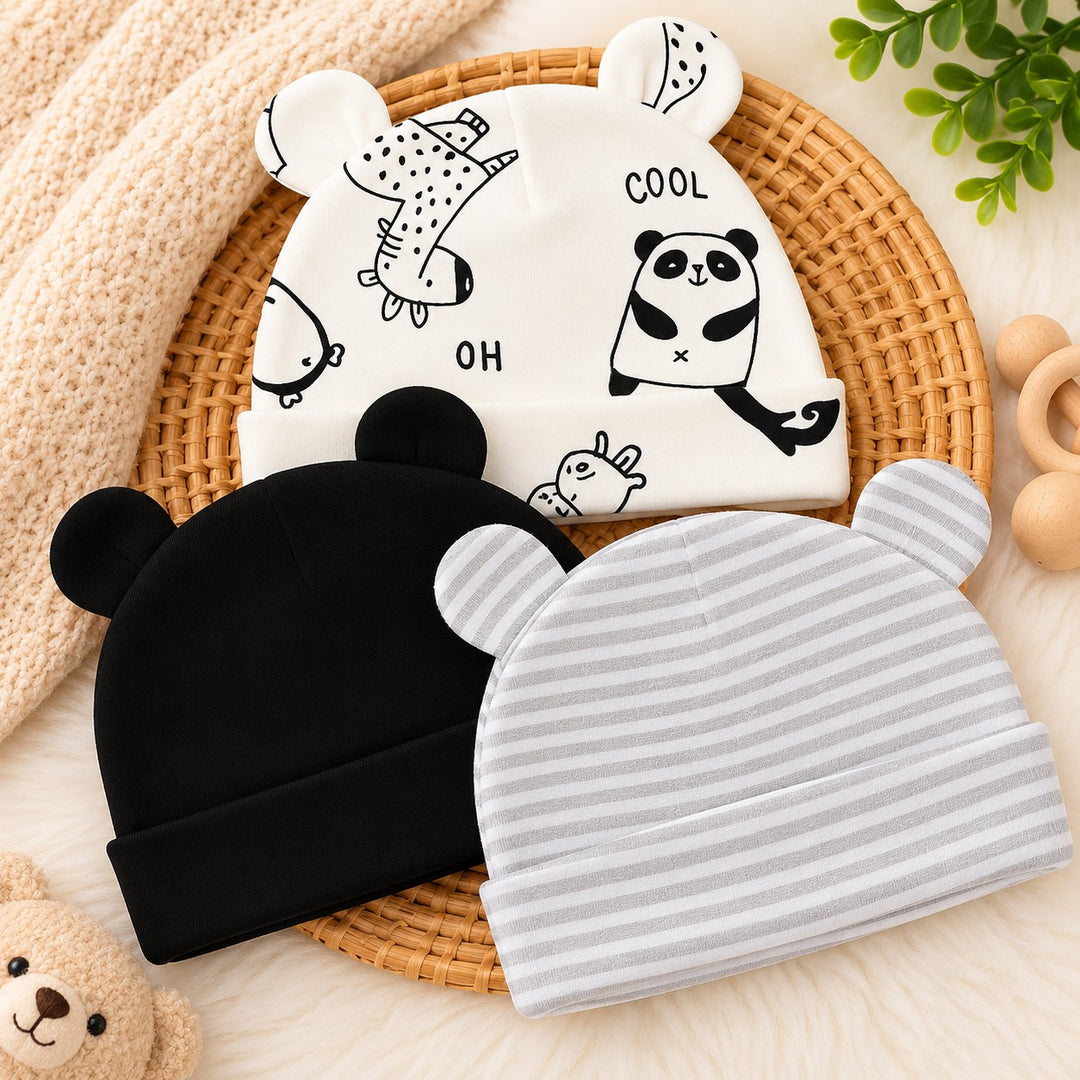 Adorable 3-Piece Baby Hat Set – Soft & Comfortable
