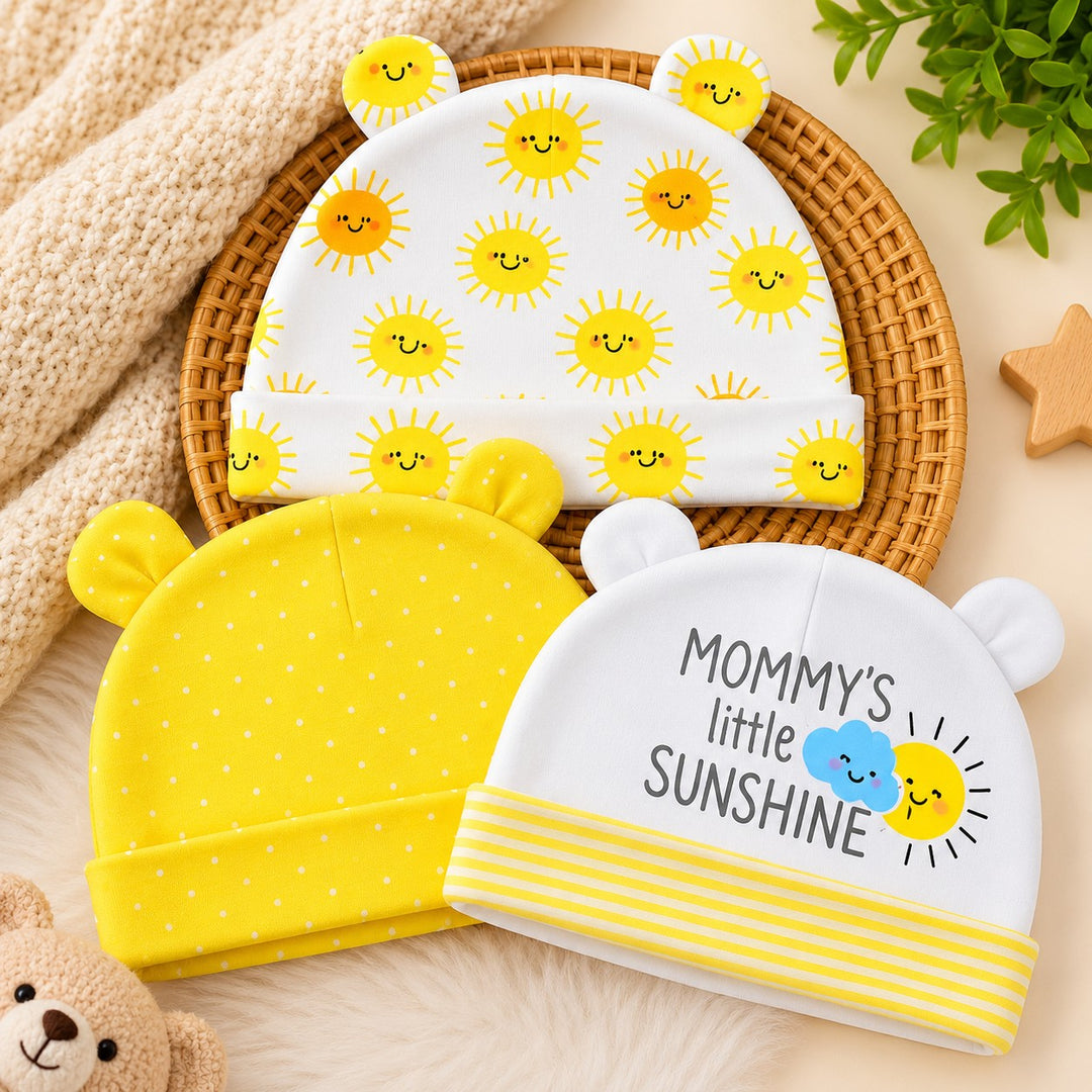 Adorable 3-Piece Baby Hat Set – Soft & Comfortable