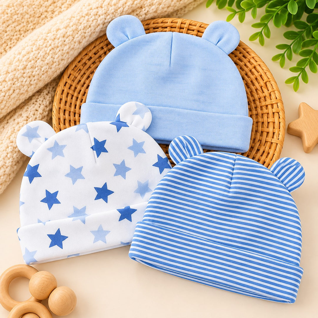 Adorable 3-Piece Baby Hat Set – Soft & Comfortable