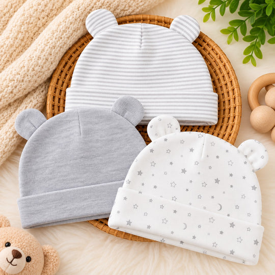 Adorable 3-Piece Baby Hat Set – Soft & Comfortable