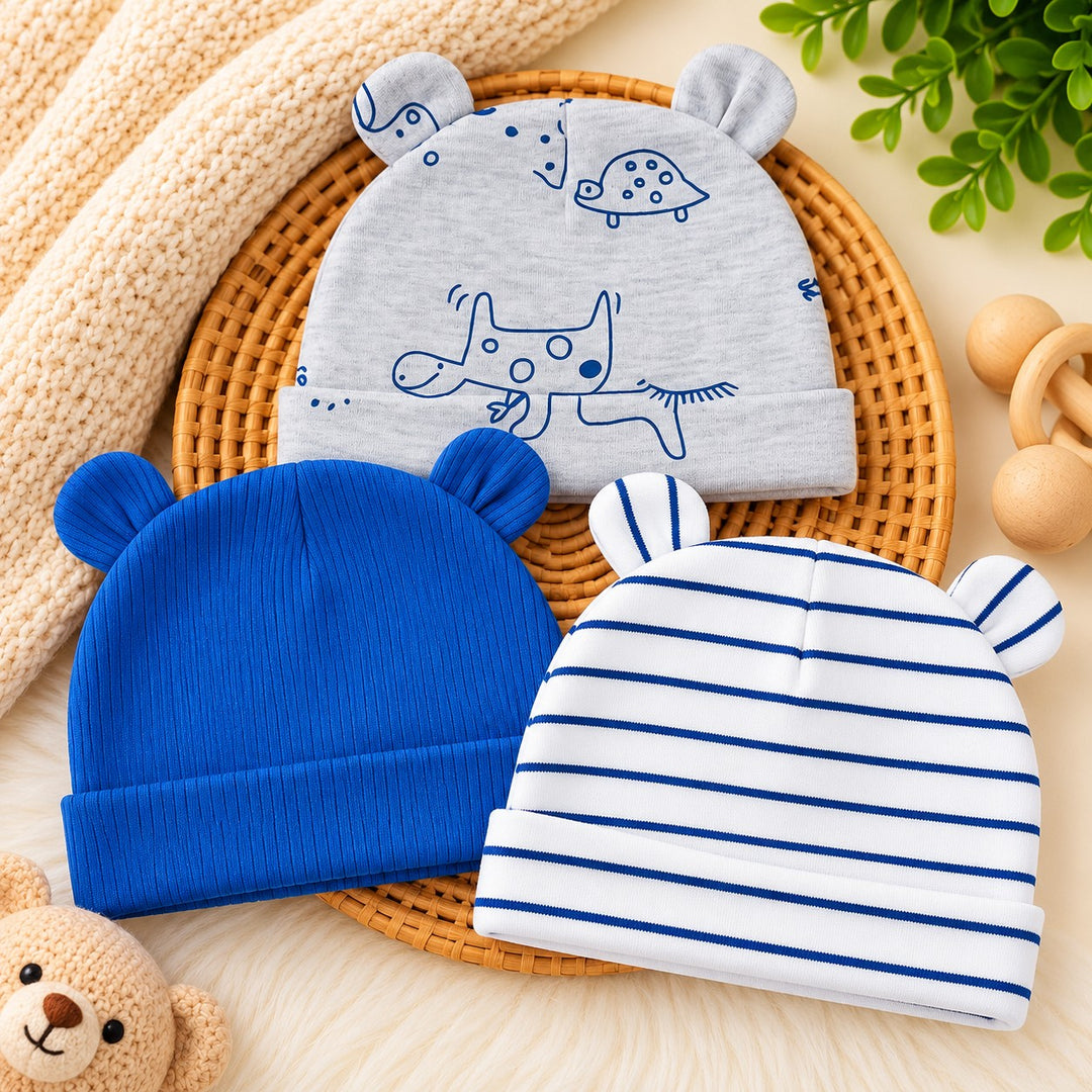 Adorable 3-Piece Baby Hat Set – Soft & Comfortable