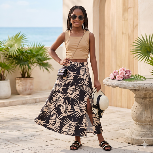 Girls Printed Skirt Set