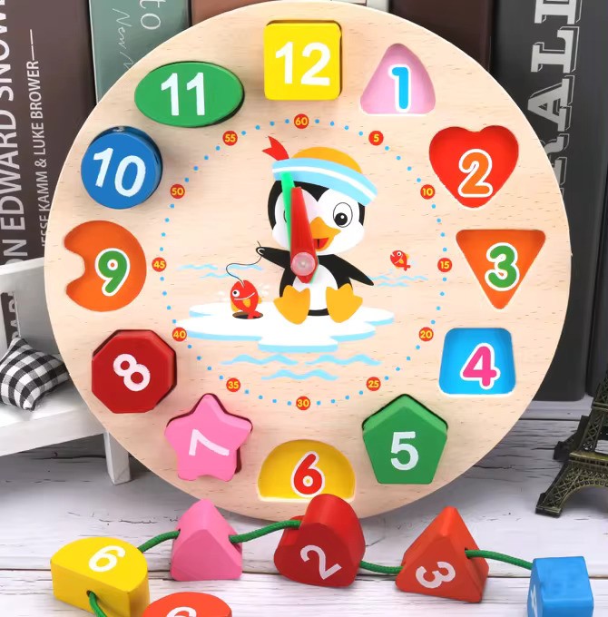 Shape- Colour Sorting Wooden Clock Toy