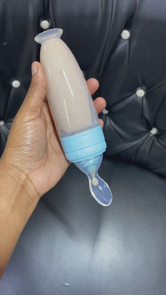 Silicone baby food dispensing spoon