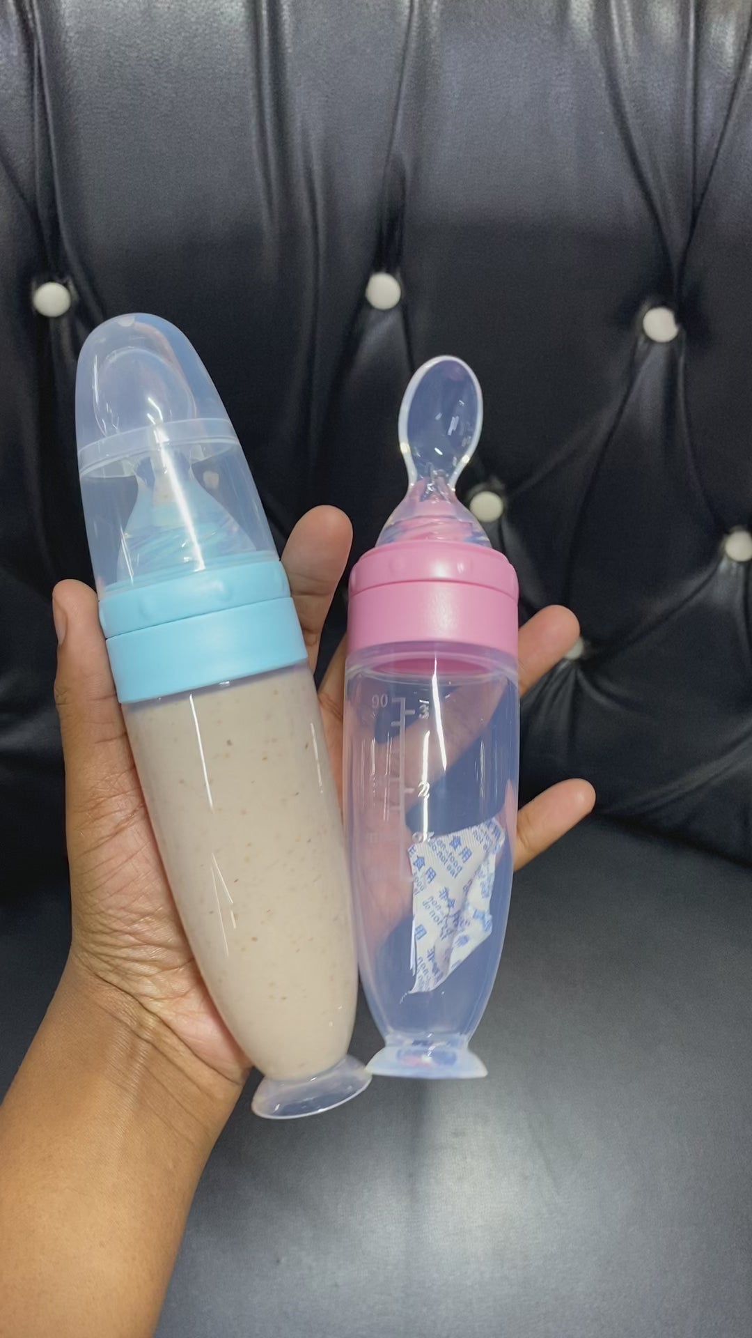 Silicone baby food dispensing spoon