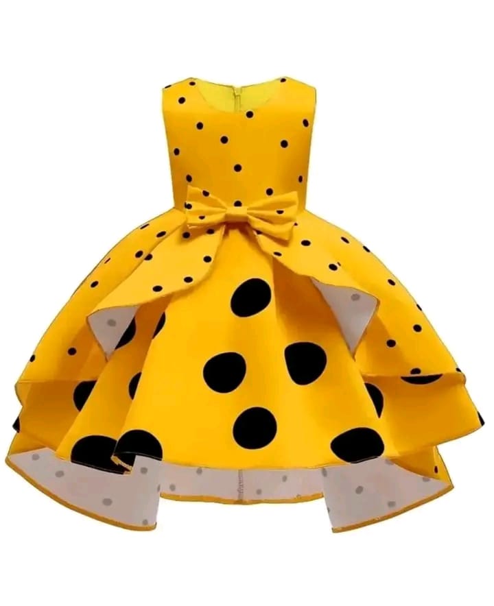 Yellow polka Girls Dress